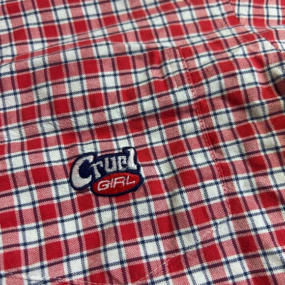Vintage Cruel Girl Women's Size S Blue Red Plaid Long Sleeve Button Down Shirt‎ - Picture 6 of 11
